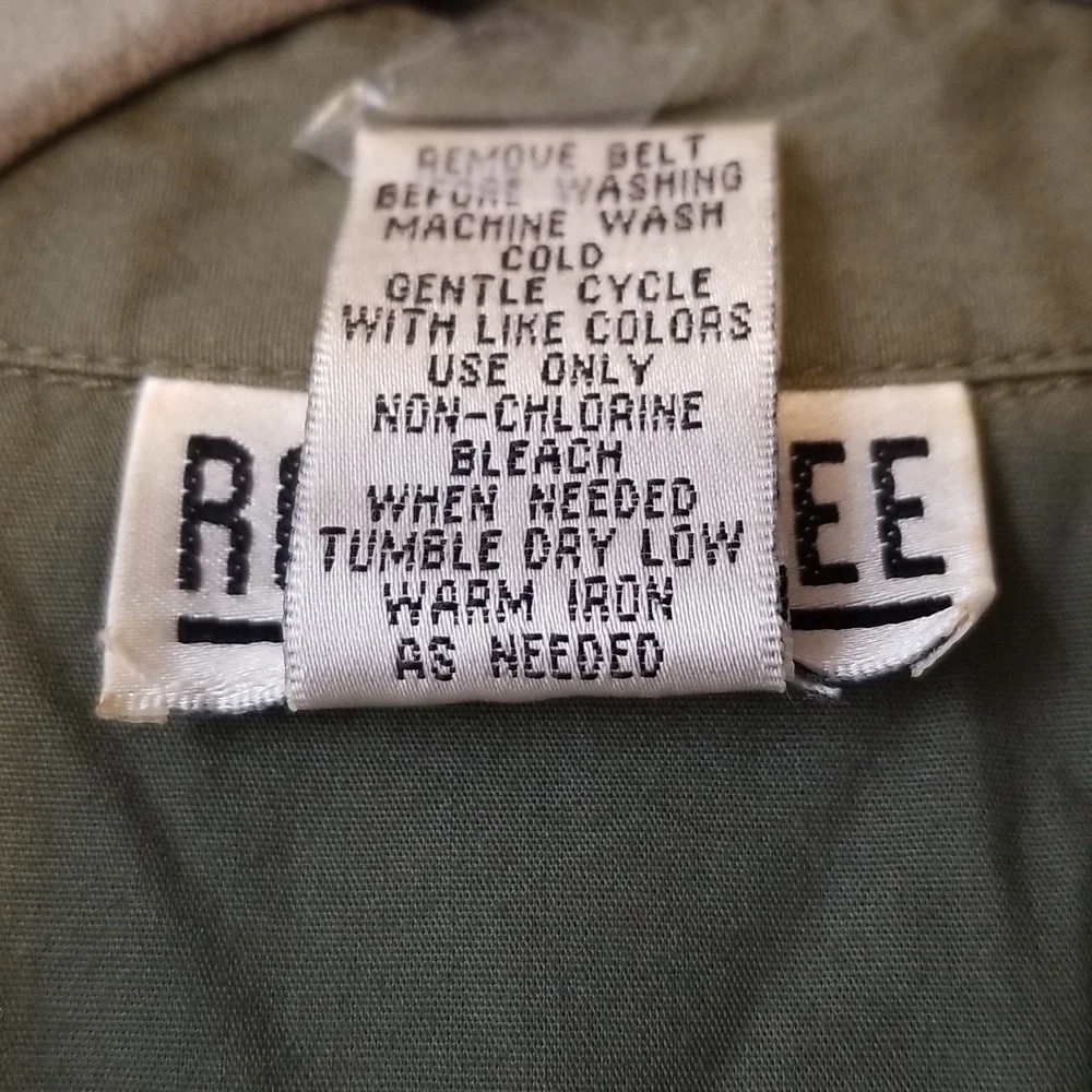 Robbie Bee Army Green Cap Sleeve 100% Cotton Snap Closure dress size 6 GUC - Picture 3 of 4